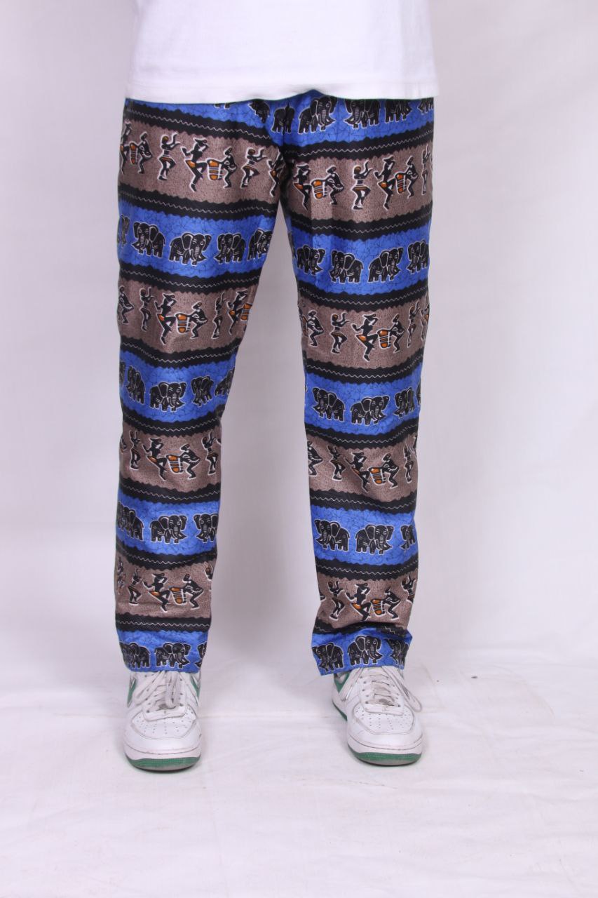 Blue Striped African Pants